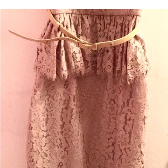 ROBERT RODRIGUEZ LACE PEPLUM DRESS CHAMPAGNE SZ 0 - Picture 7 of 8